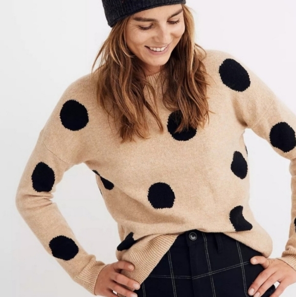 Madewell Sweaters - Madewell Sweater Polka dot tan black small